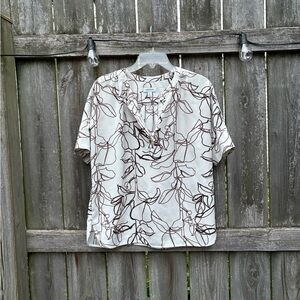 Nordstrom Women’s Casual Floral Shirt - White and Brown